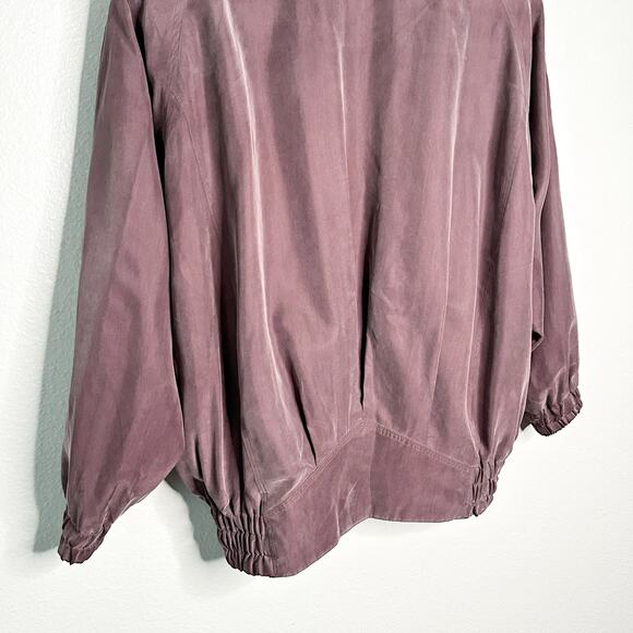 Vintage‎ Balla Valentina 100% Silk Dusty Purple Bomber Jacket women’s size M/L - Picture 9 of 12